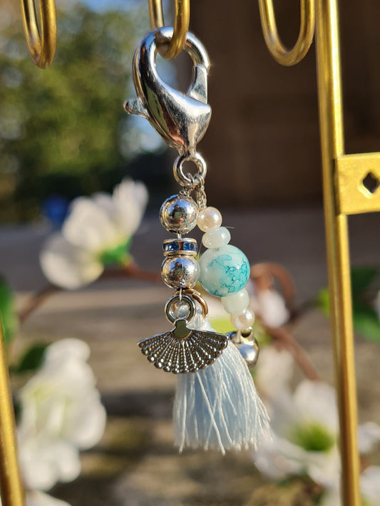 Porte-clé argenté océan