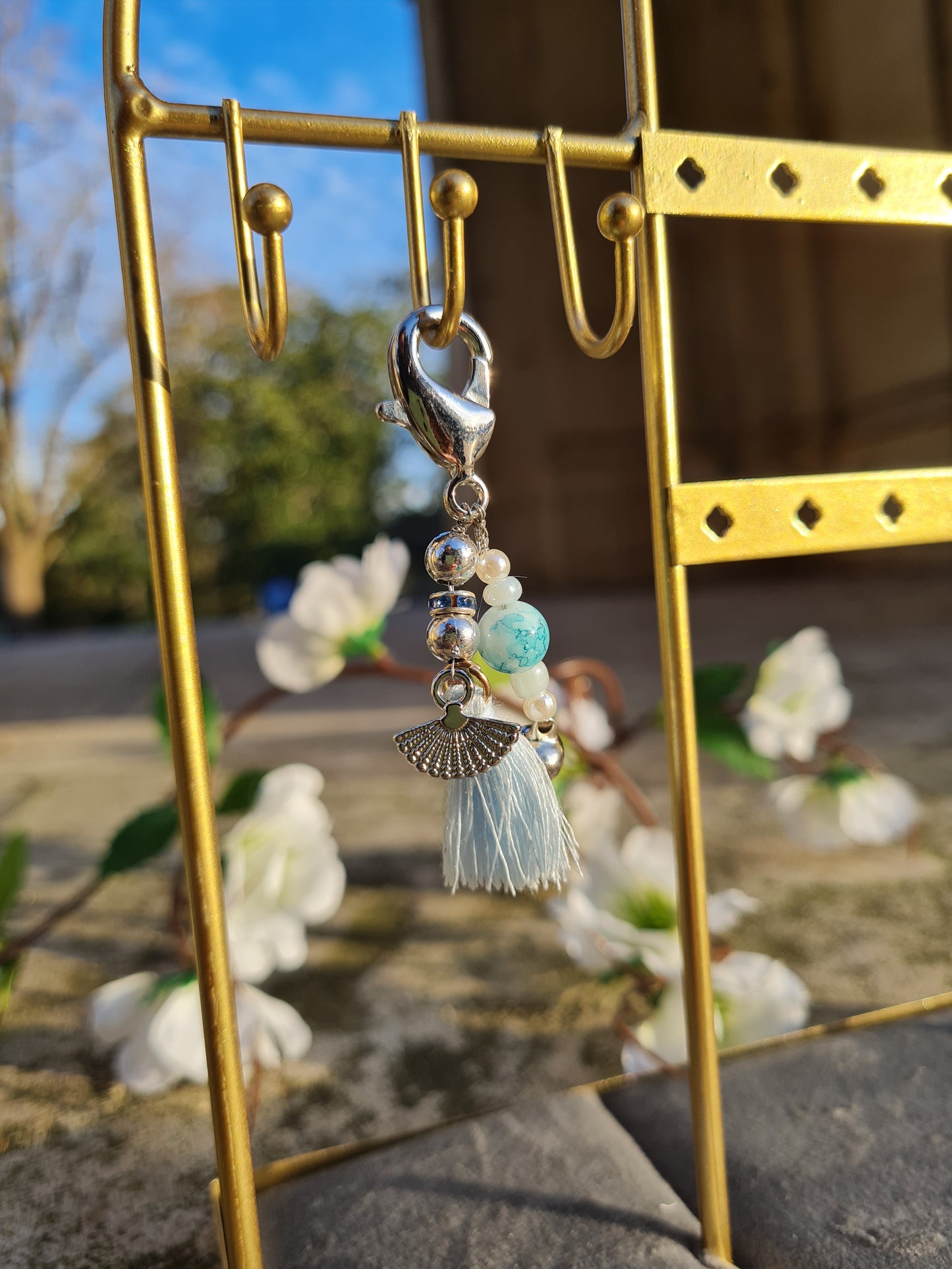Porte-clé argenté océan