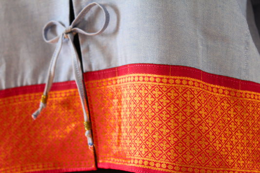 Chemise bleu et rose