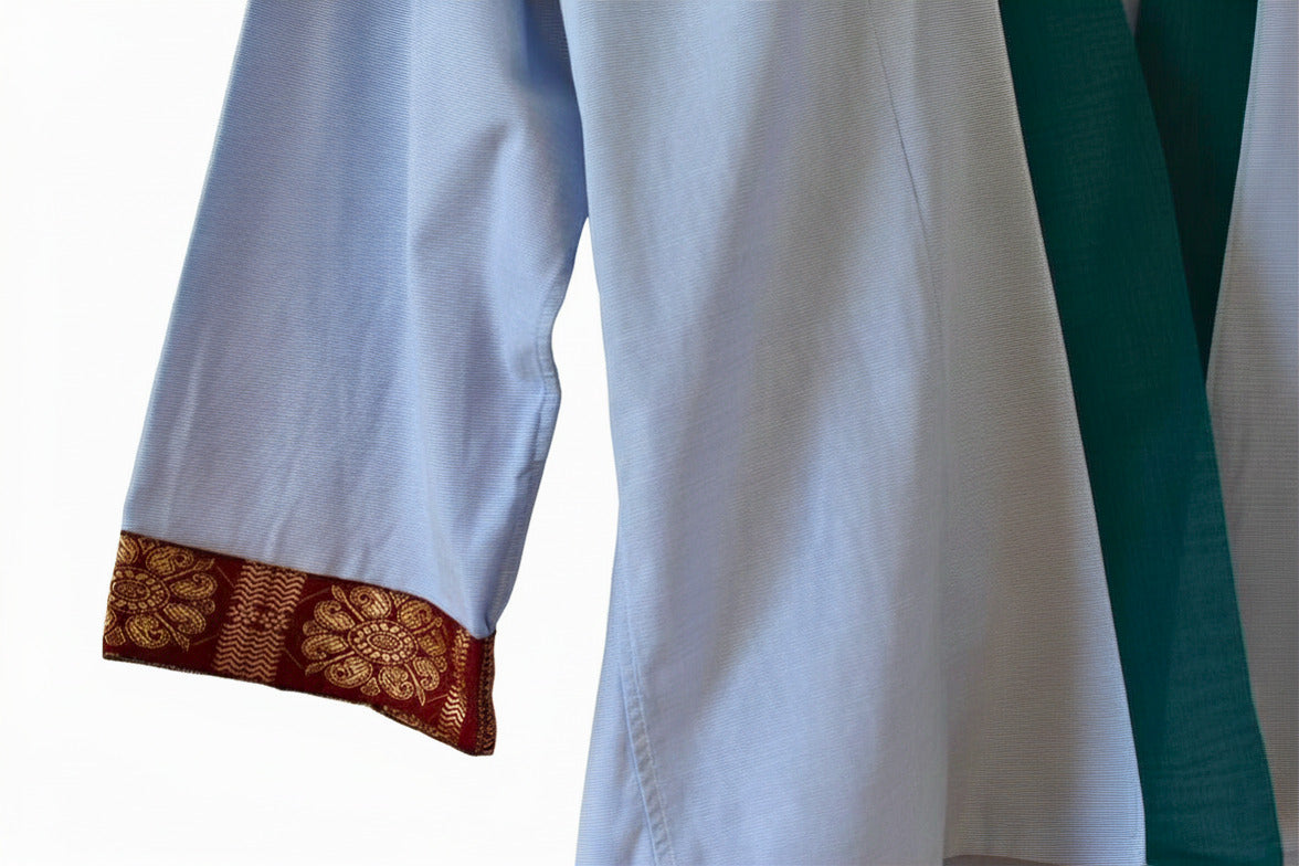 kimono bordeaux et bleu