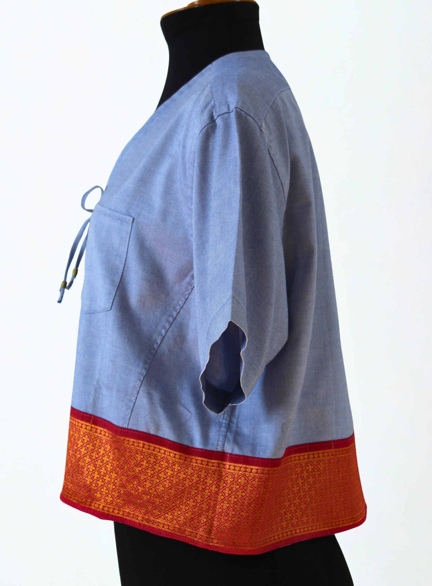 Chemise bleu et rose
